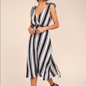 Ali & Jay Salsa Conmigo Ivory Striped Midi Dress